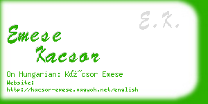 emese kacsor business card